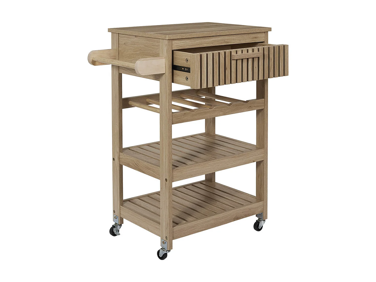 PAJAN - Desserte de Cuisine Multi-Rangement Effet Bois avec Tasseaux