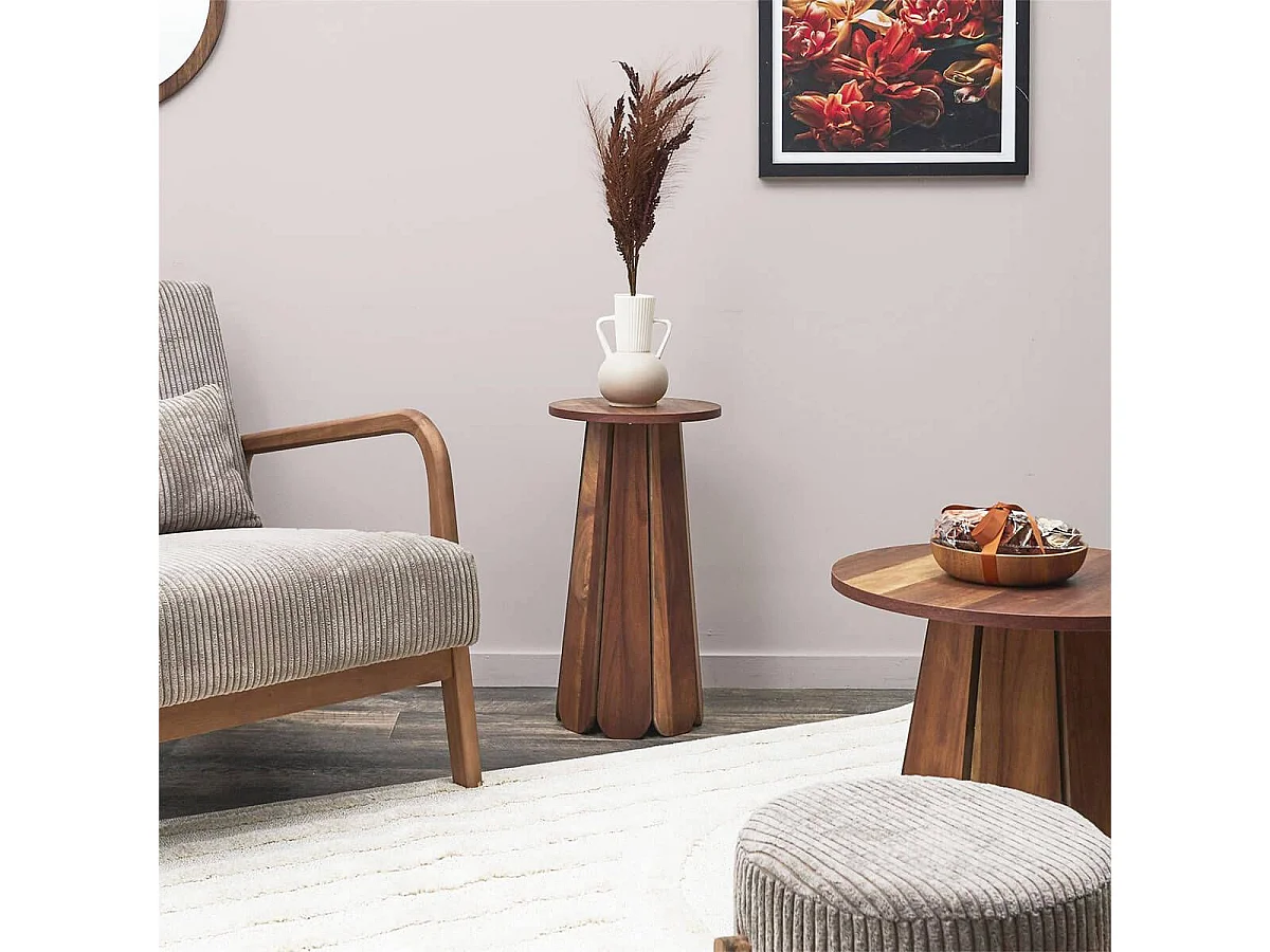 LYLIAN - Bout de Canapé en MDF Plaquage Acacia