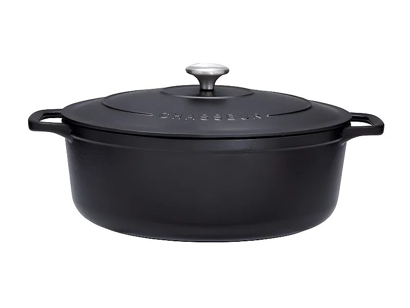 Chasseur Cocotte ovale en fonte émaillée 27cm noire sublime - puc472701