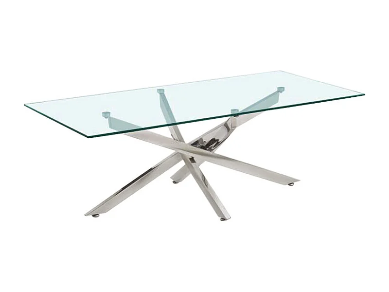 Table basse L. 120 cm en verre trempé et piètement métal chromé - ICE