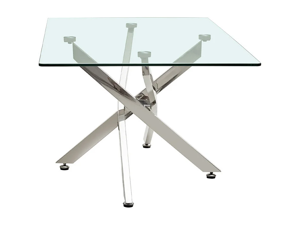Table basse L. 120 cm en verre trempé et piètement métal chromé - ICE