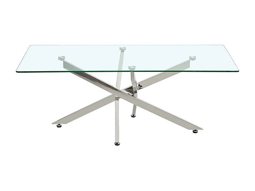 Table basse L. 120 cm en verre trempé et piètement métal chromé - ICE