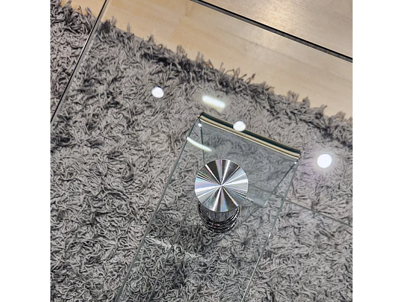 Table basse L. 100 cm avec double plateau en verre trempé - ICE