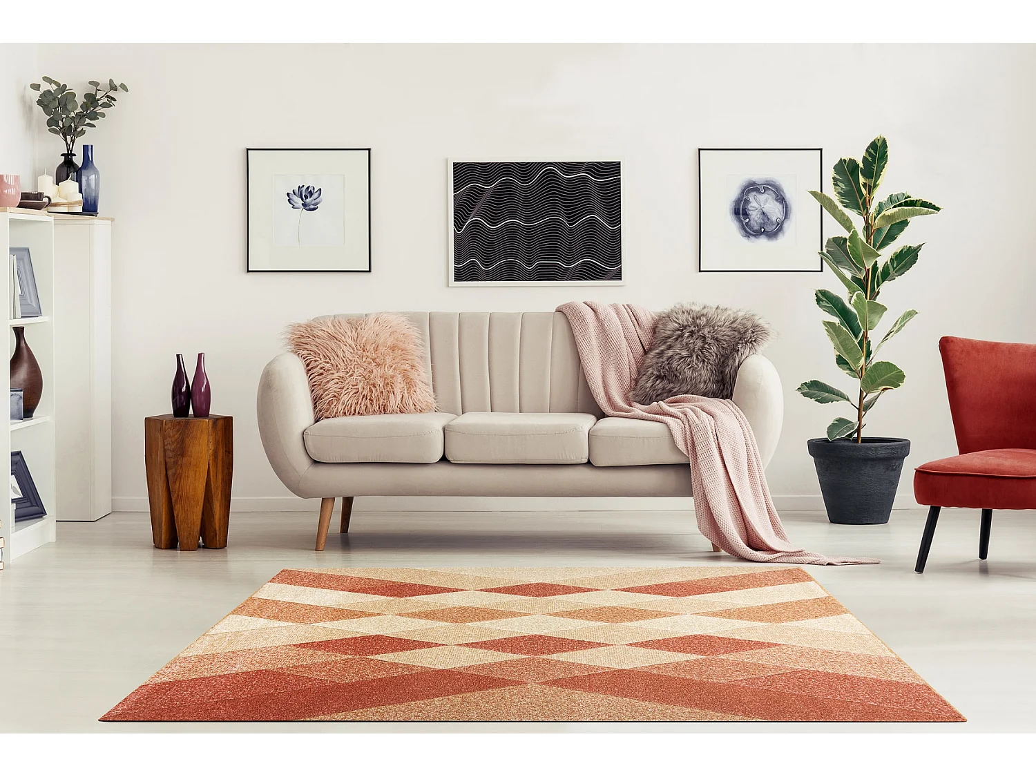 Tapis FEEL 5674/17911 Diamants beige/terre cuite 140x190 cm