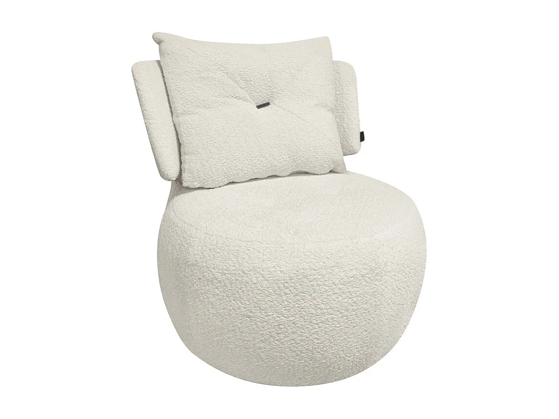 Fauteuil pivotant 360° en tissu beige avec coussin amovible - ERNESTO