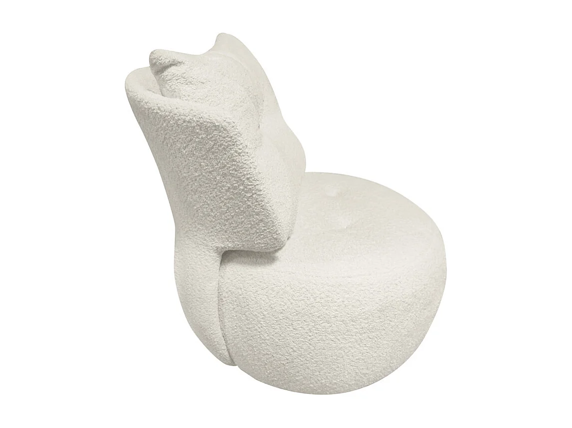 Fauteuil pivotant 360° en tissu beige avec coussin amovible - ERNESTO