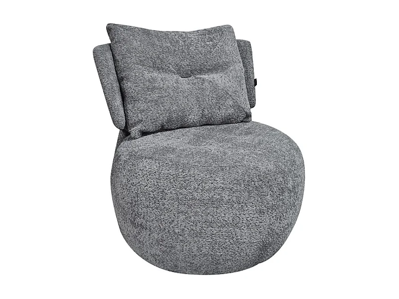 Fauteuil pivotant 360° en tissu gris avec coussin amovible - ERNESTO