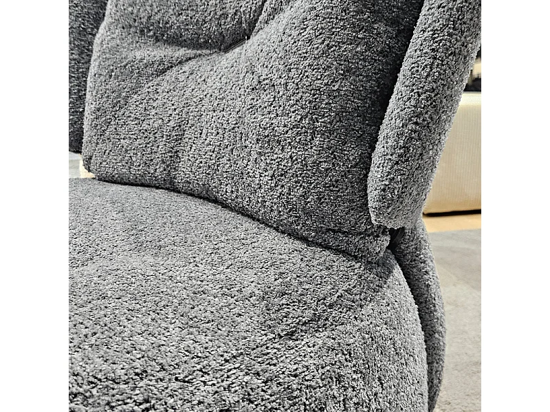 Fauteuil pivotant 360° en tissu gris avec coussin amovible - ERNESTO