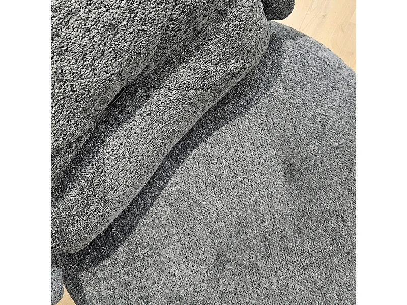 Fauteuil pivotant 360° en tissu gris avec coussin amovible - ERNESTO