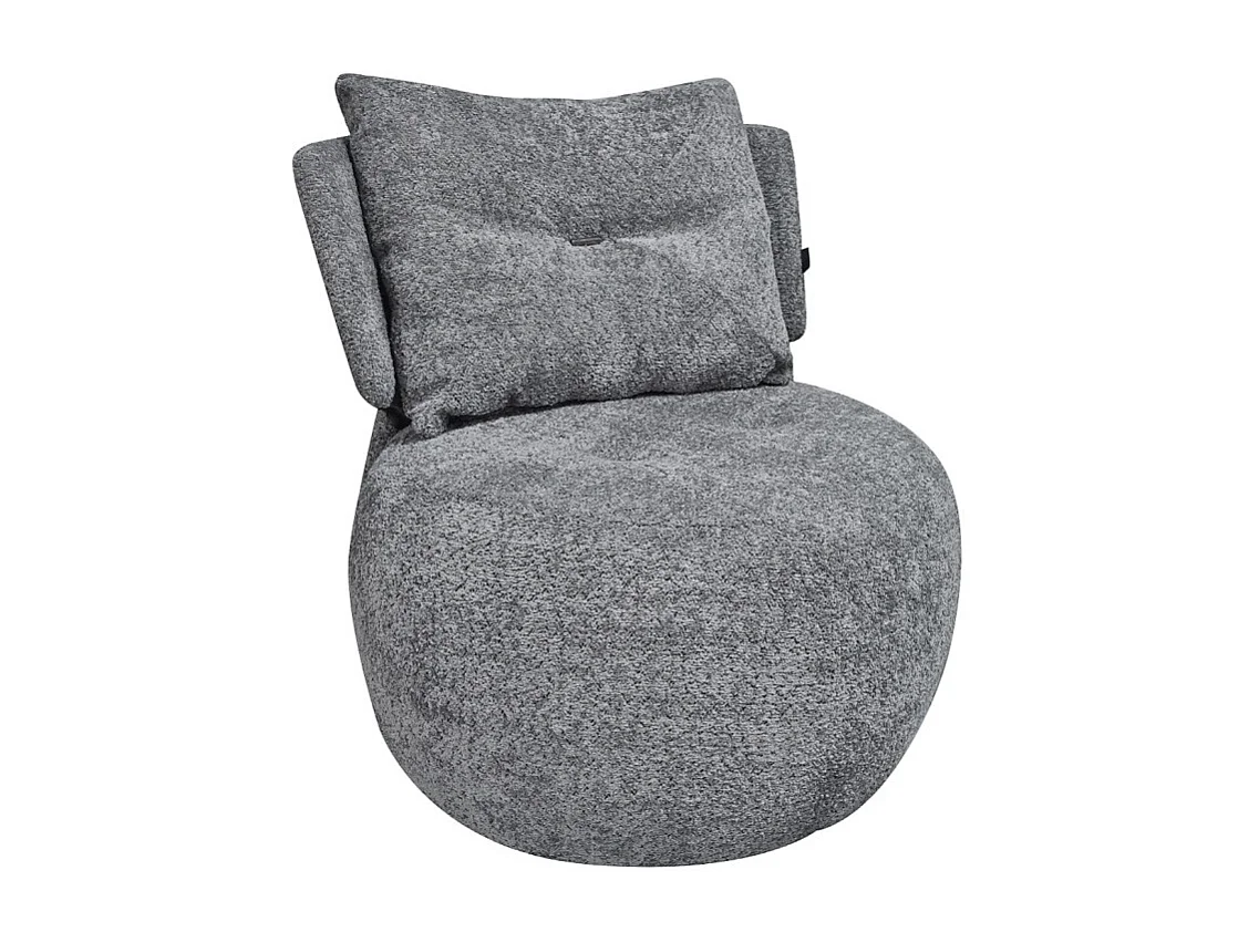 Fauteuil pivotant 360° en tissu gris avec coussin amovible - ERNESTO