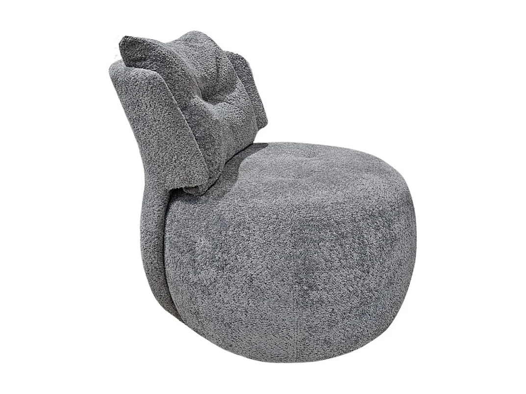 Fauteuil pivotant 360° en tissu gris avec coussin amovible - ERNESTO