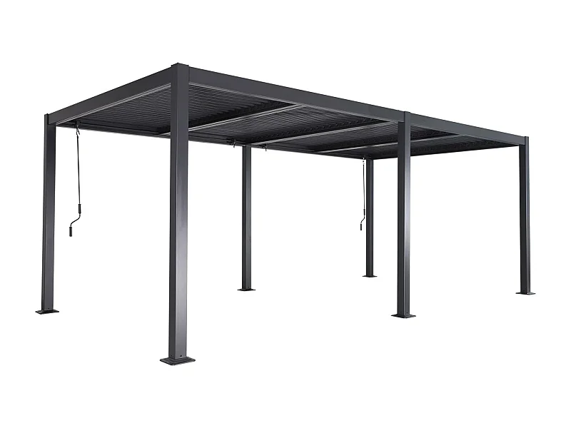 Pergola bioclimatique anthracite. aluminium et acier. 3x6m. lames orientables