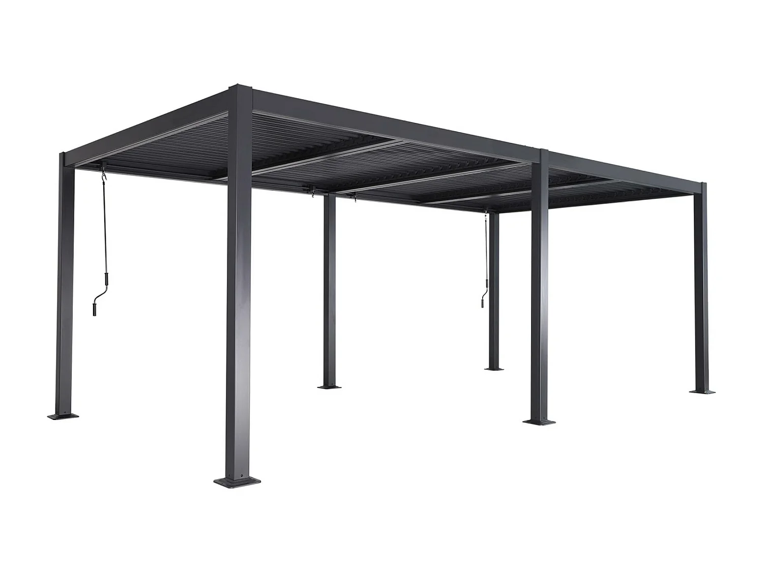 Pergola bioclimatique anthracite. aluminium et acier. 3x6m. lames orientables