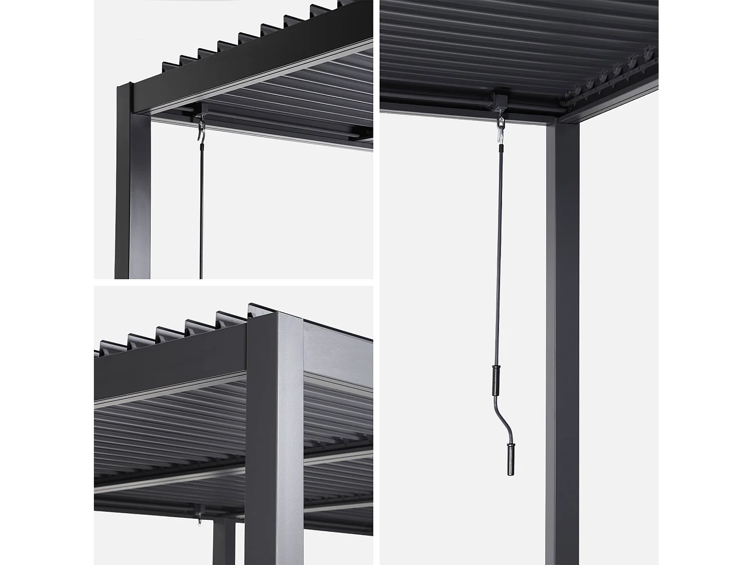 Pergola bioclimatique anthracite. aluminium et acier. 3x6m. lames orientables