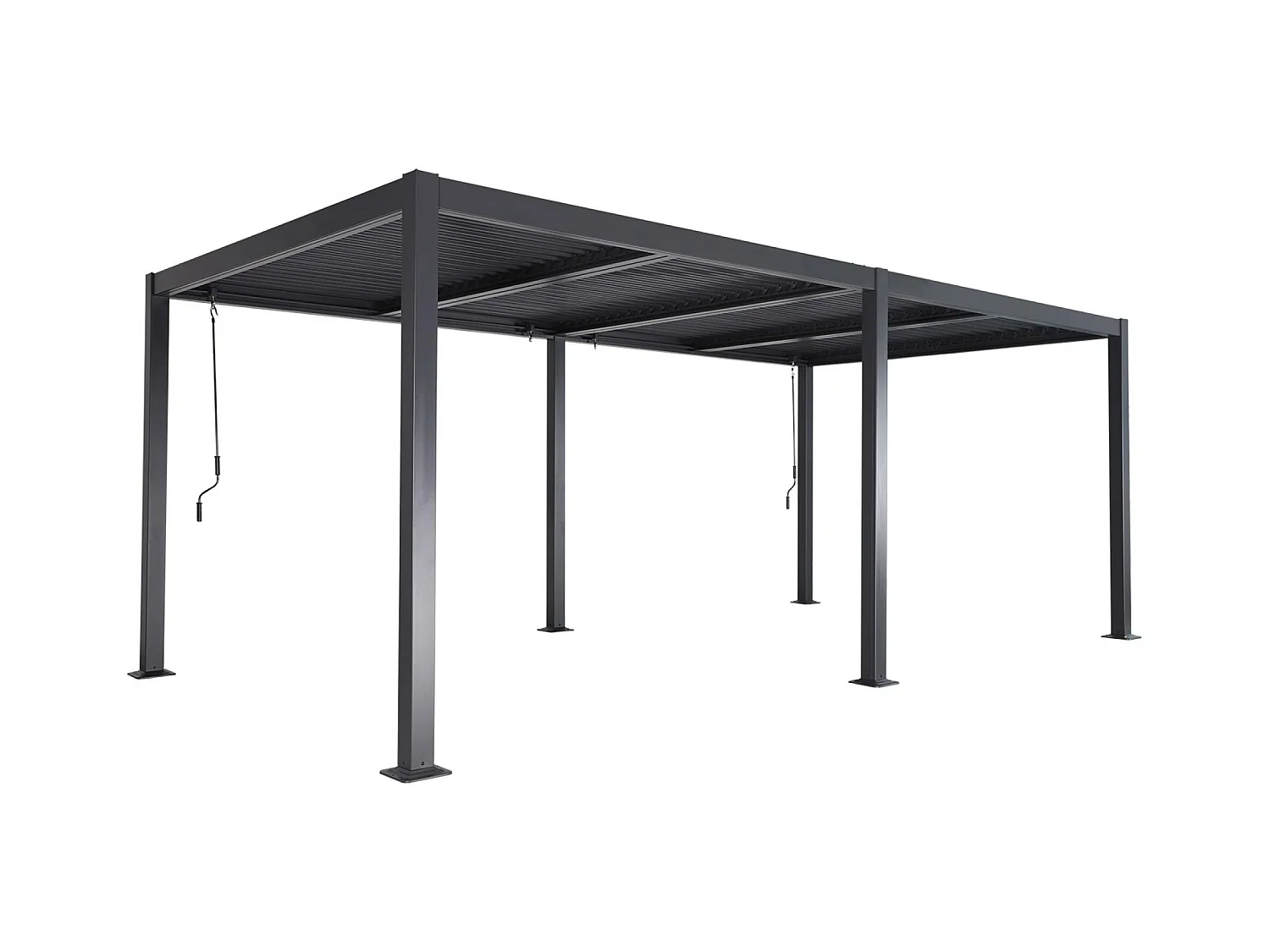Pergola bioclimatique anthracite. aluminium et acier. 3x6m. lames orientables