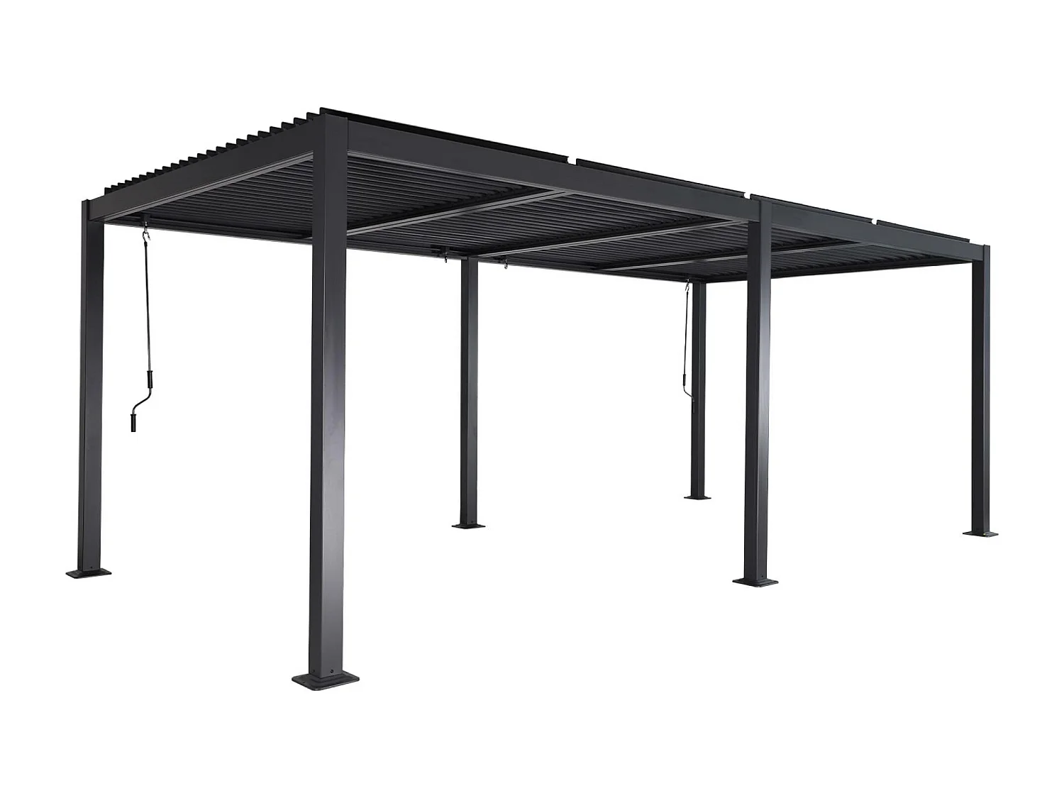 Pergola bioclimatique anthracite. aluminium et acier. 3x6m. lames orientables