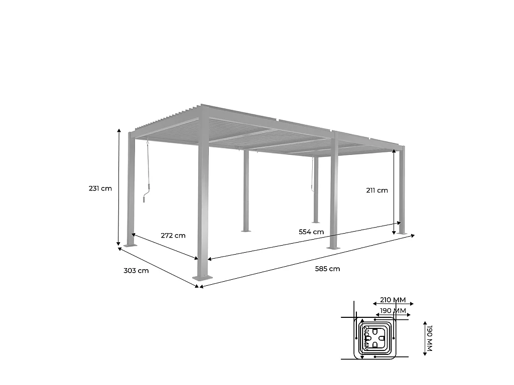 Pérgola bioclimática 3x6m de aluminio y acero con lamas orientables