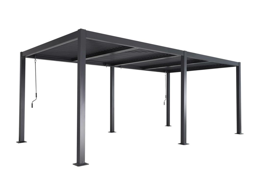 Pergola bioclimatica 3x6m in alluminio e acciaio, lamelle orientabili,