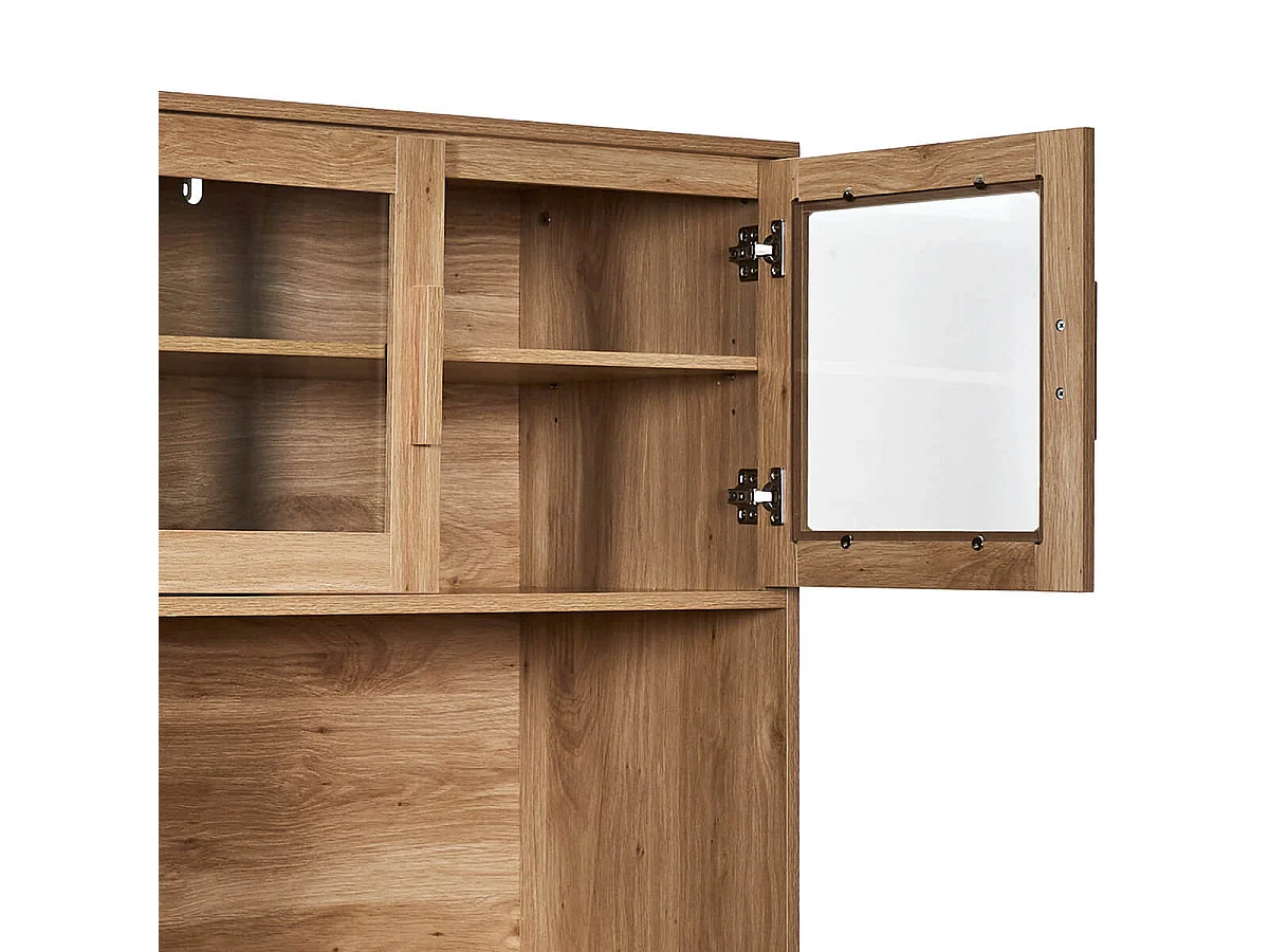 PAJAN - Buffet Vaisselier Multi-Rangement Effet Bois avec Tasseaux