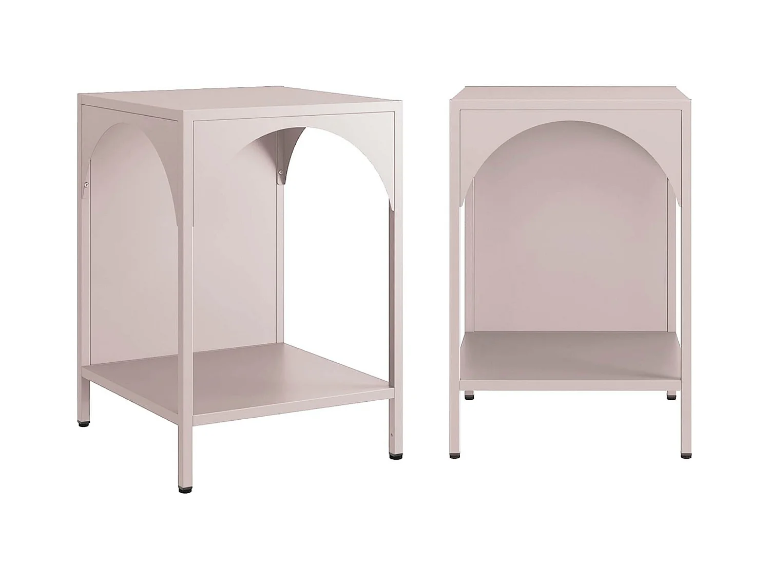 Set di 2 comodini, tavolini industriali, rosa