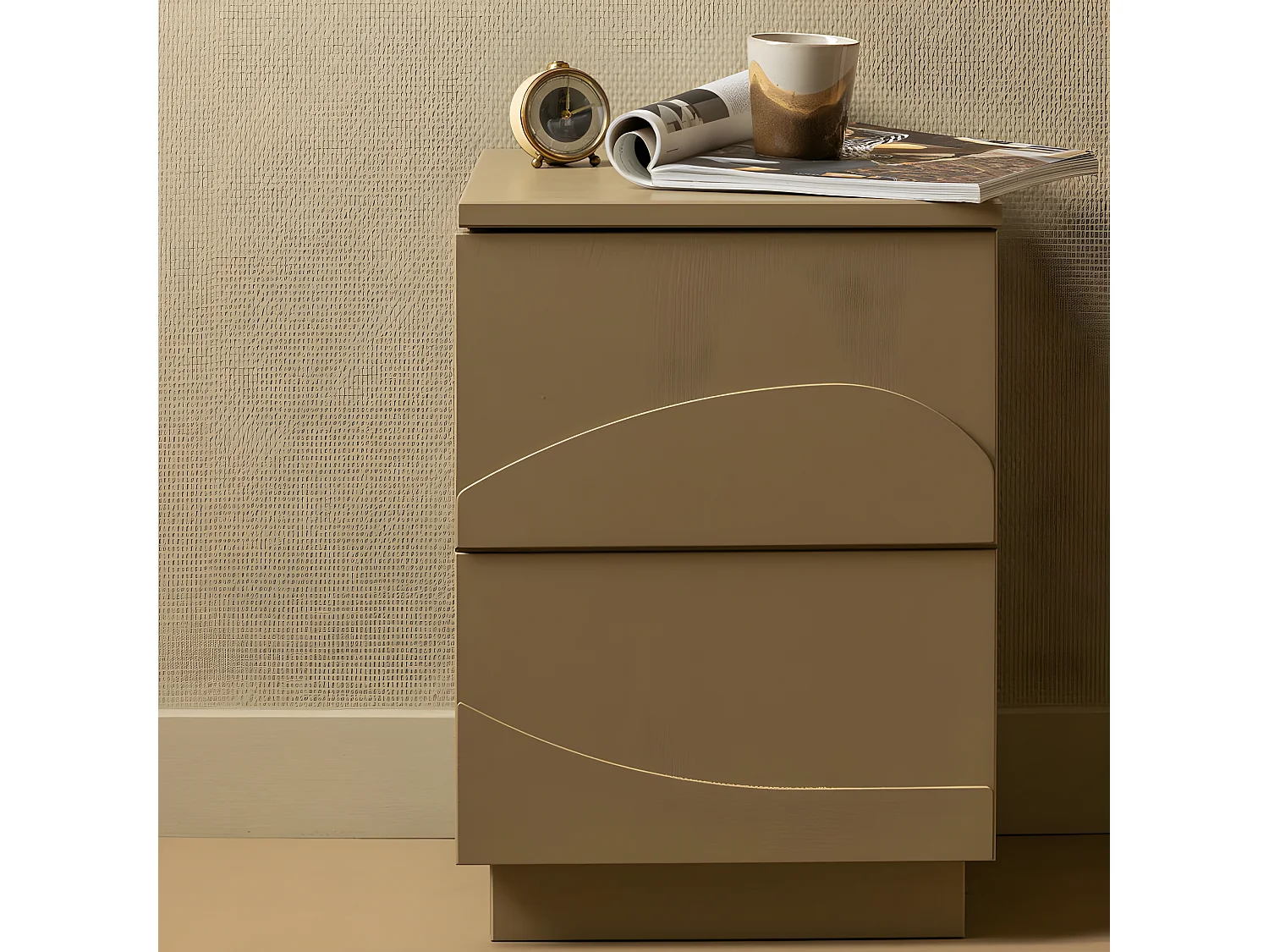 Teo - Table de chevet 1 porte en bois - Marron