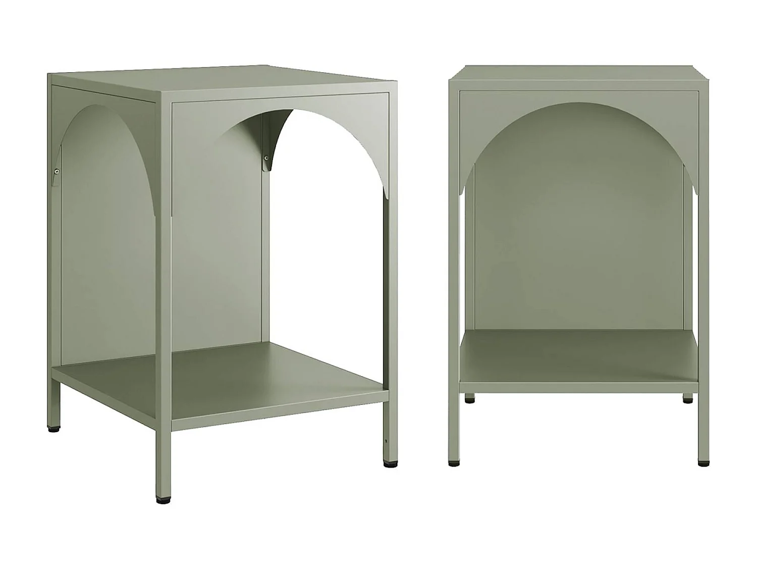 Set 2 comodini, tavolini industriali, verde chiaro