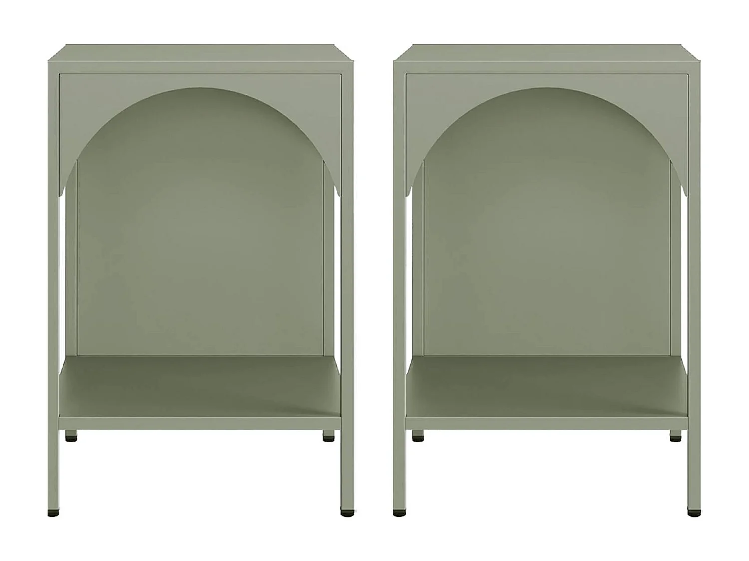 Set 2 comodini, tavolini industriali, verde chiaro