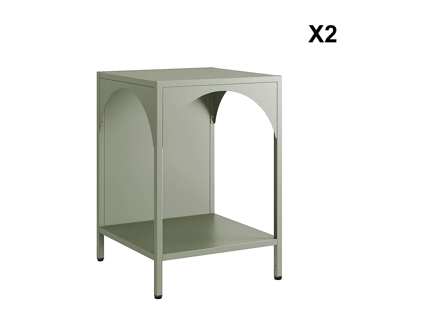 Set 2 comodini, tavolini industriali, verde chiaro