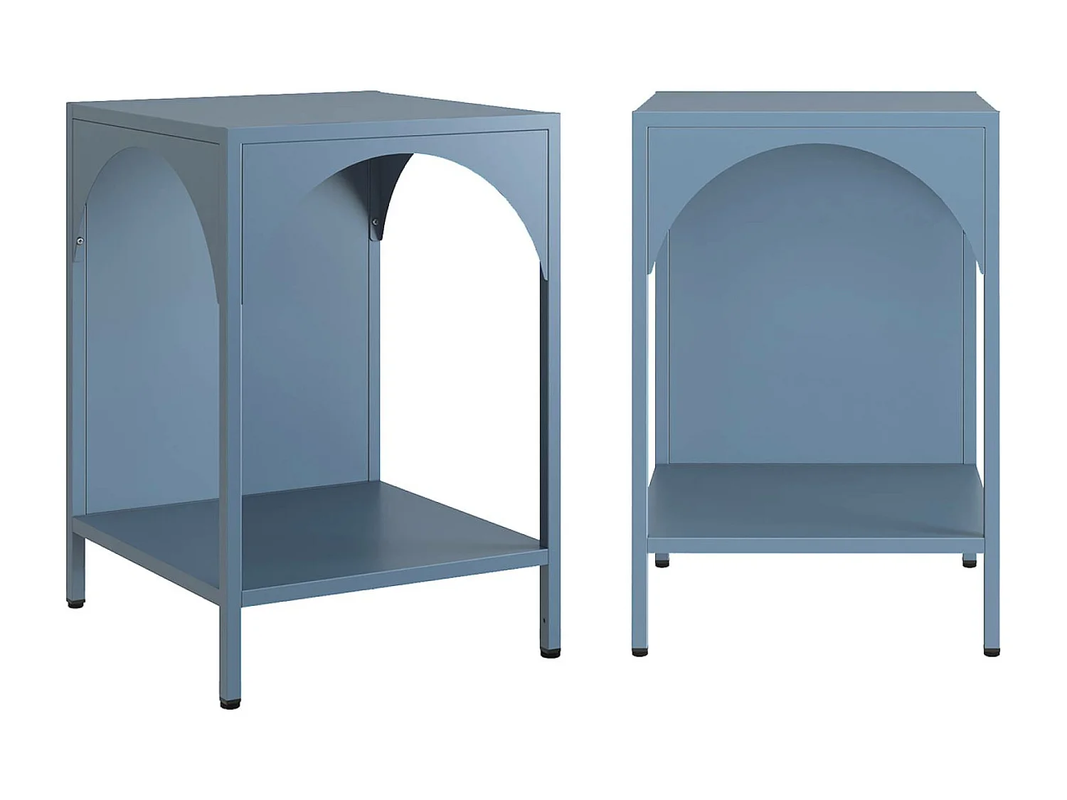 Lot de 2 tables de chevet. tables d'appoint en acier style industriel. bleu pétrole. L 35 x l 35 x H 52cm