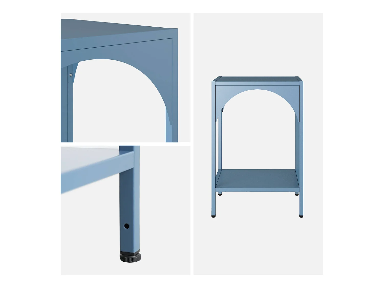 Lot de 2 tables de chevet. tables d'appoint en acier style industriel. bleu pétrole. L 35 x l 35 x H 52cm