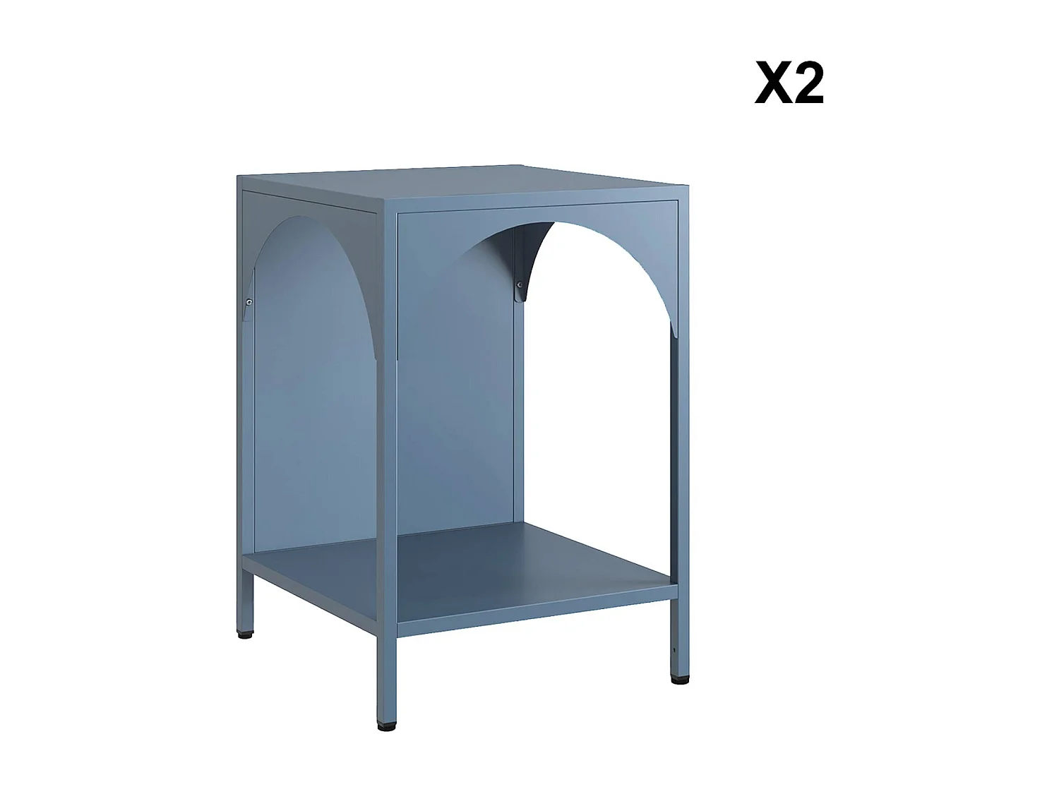 Lot de 2 tables de chevet. tables d'appoint en acier style industriel. bleu pétrole. L 35 x l 35 x H 52cm