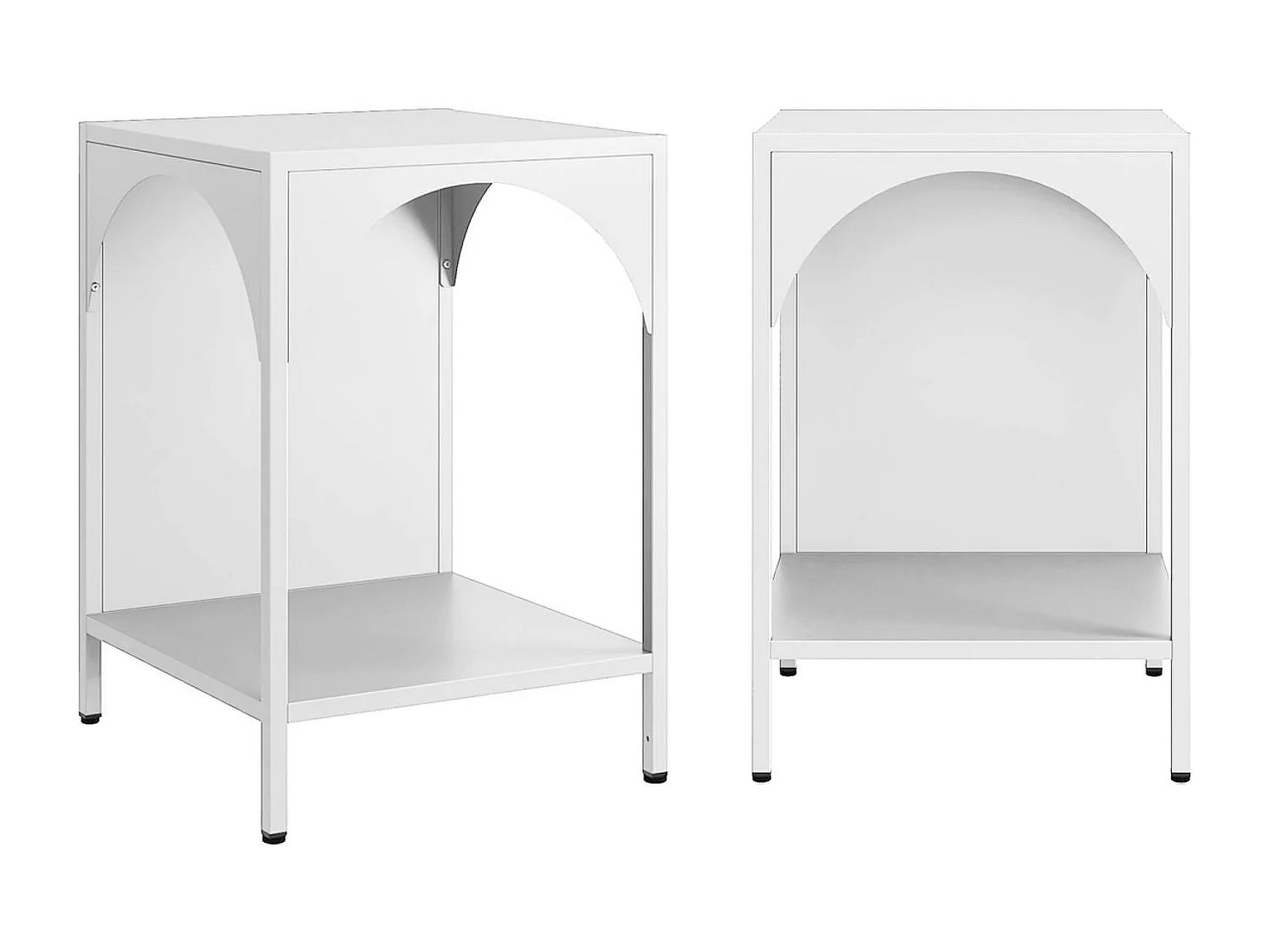 Lot de 2 tables de chevet. tables d'appoint en acier style industriel. blanc. L 35 x l 35 x H 52cm