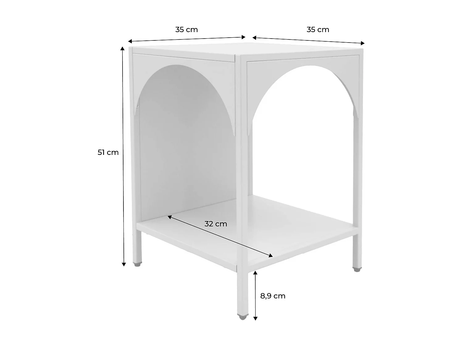 Lot de 2 tables de chevet. tables d'appoint en acier style industriel. blanc. L 35 x l 35 x H 52cm