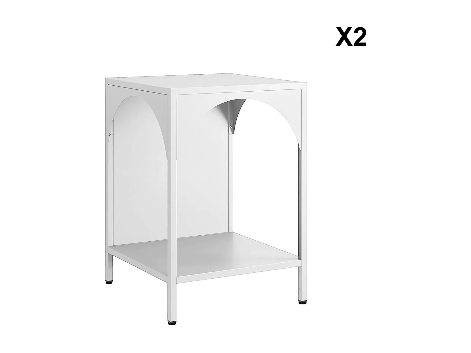 Lot de 2 tables de chevet. tables d'appoint en acier style industriel. blanc. L 35 x l 35 x H 52cm