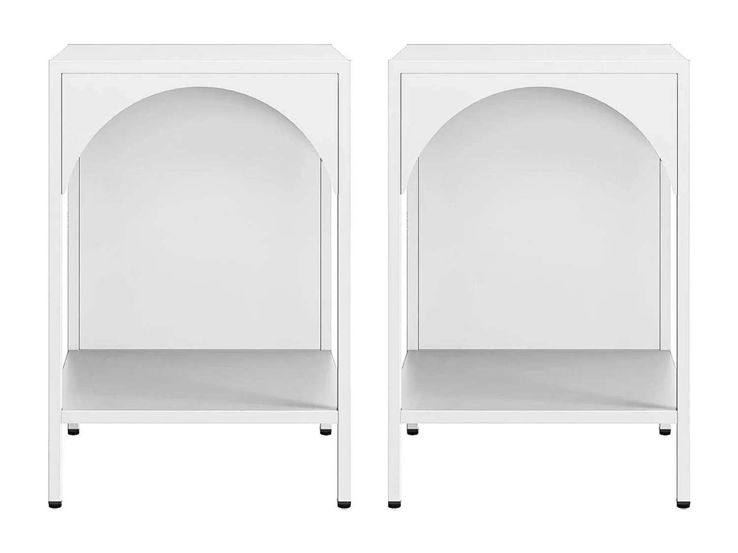 Lot de 2 tables de chevet. tables d'appoint en acier style industriel. blanc. L 35 x l 35 x H 52cm