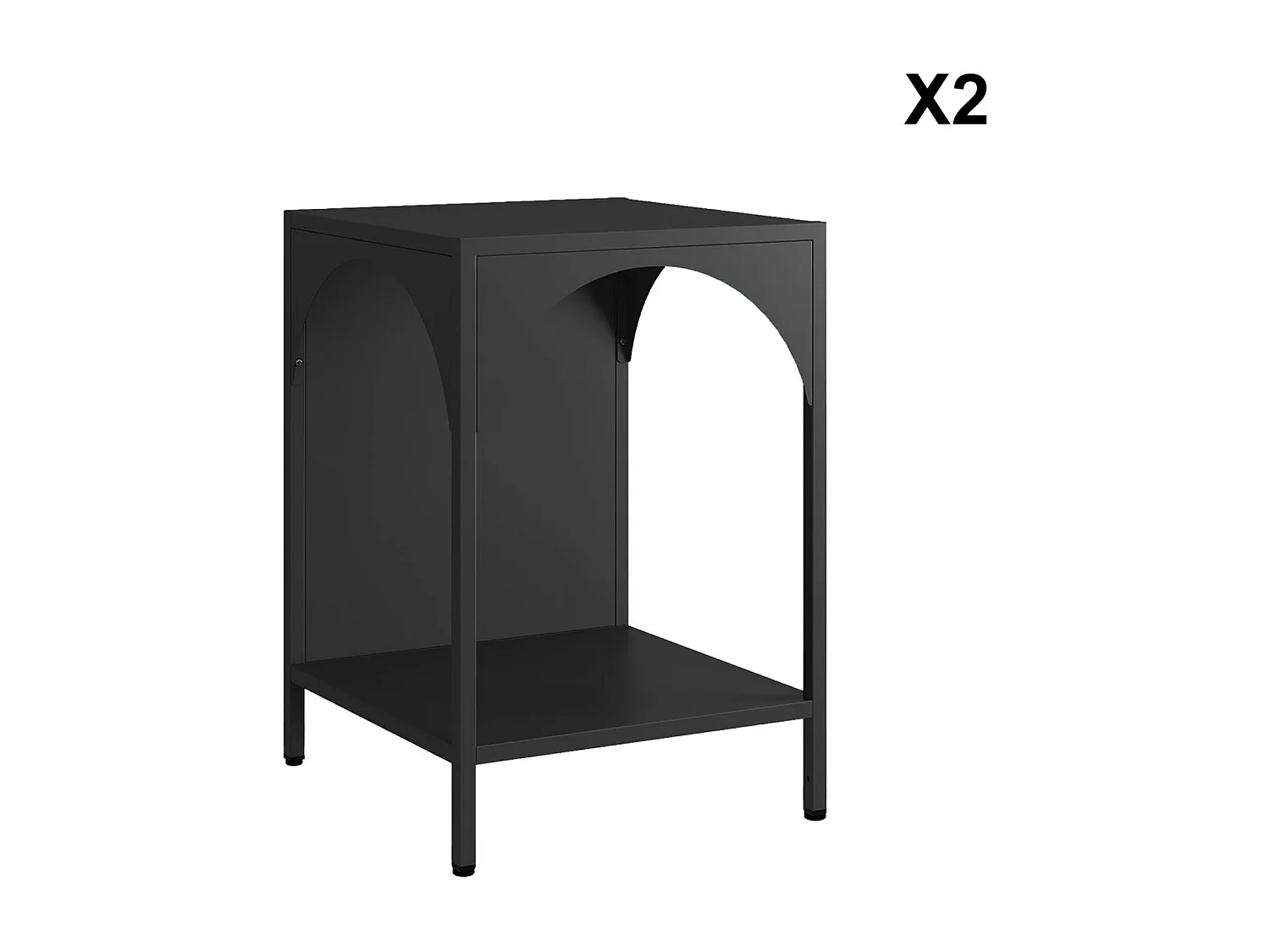 Lot de 2 tables de chevet. tables d'appoint en acier style industriel. noir. L 35 x l 35 x H 52cm