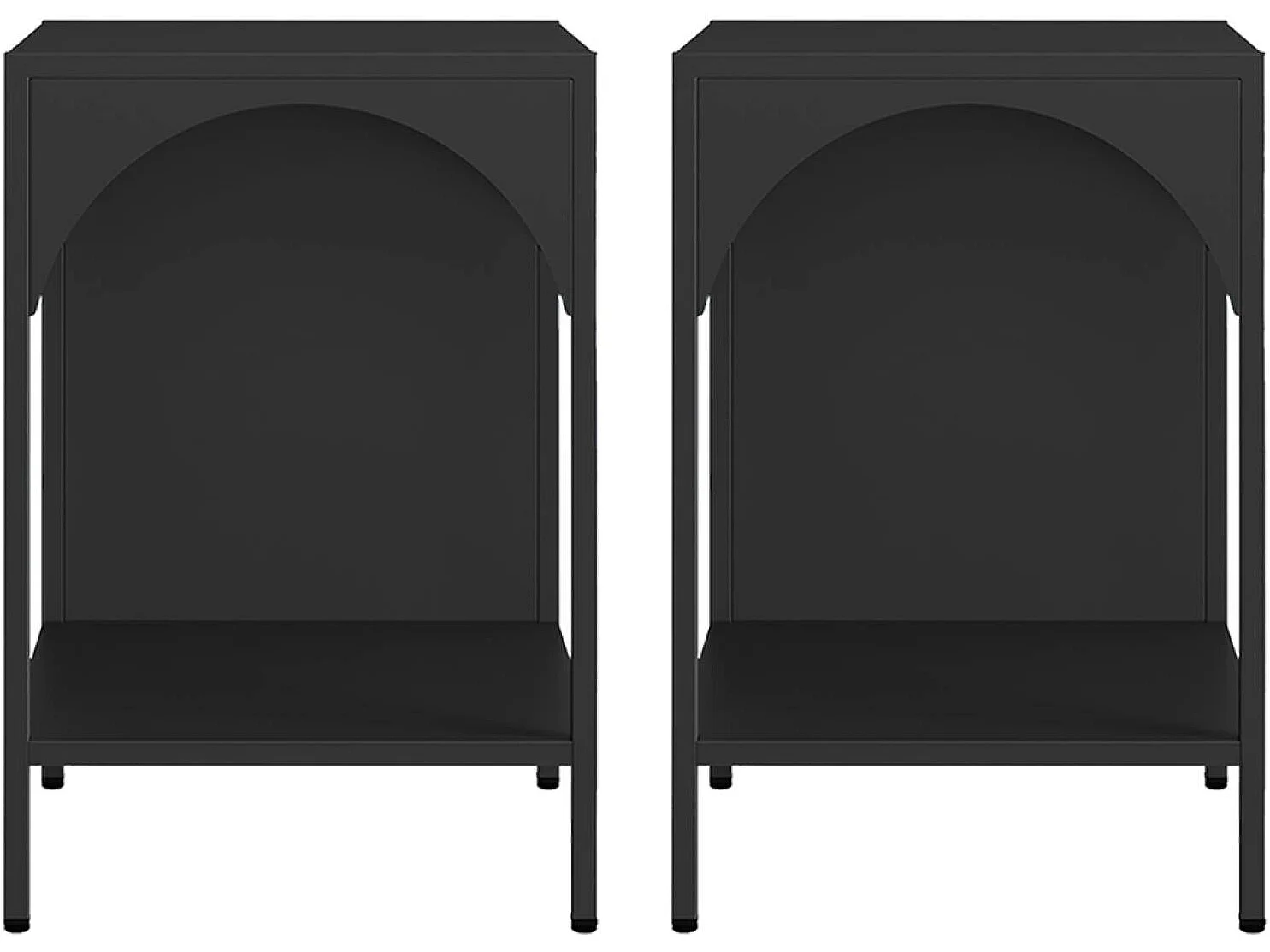 Set 2 comodini, tavolini industriali, nero