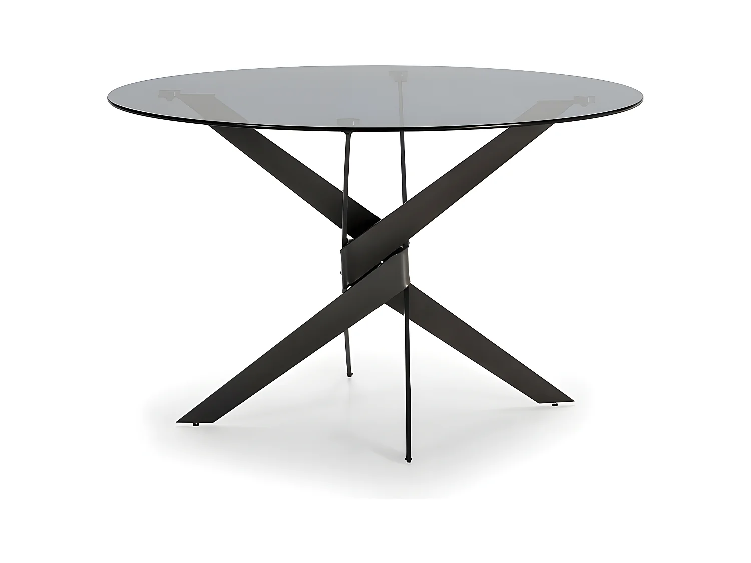 Dravon - Table à manger 4 personnes en verre trempé et métal - Noir