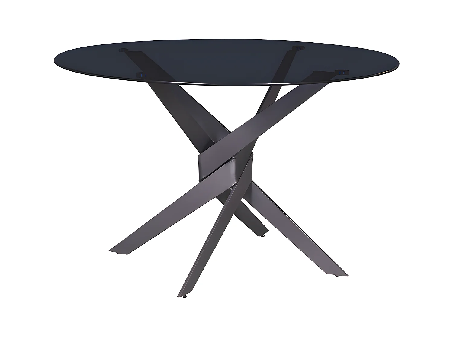 Dravon - Table à manger 4 personnes en verre trempé et métal - Noir