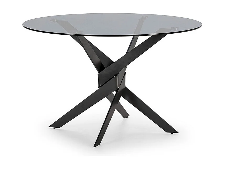 Dravon - Table à manger 4 personnes en verre trempé et métal - Noir