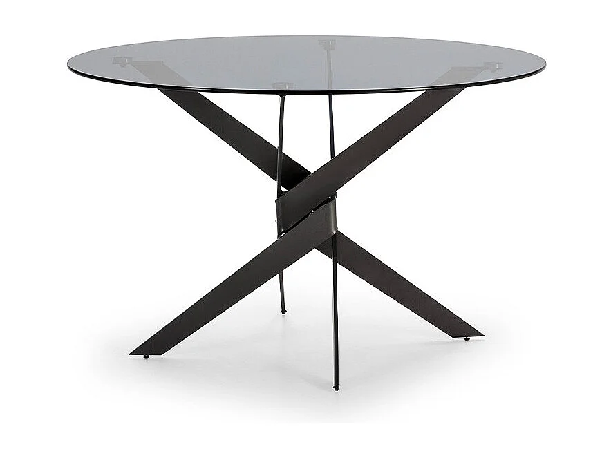 Dravon - Table à manger 4 personnes en verre trempé et métal - Noir