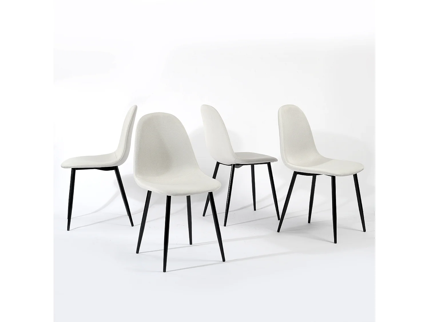 URBAN MEUBLE Ensemble table blanche effet marbre et 4 chaises scandinaves blanches cassées