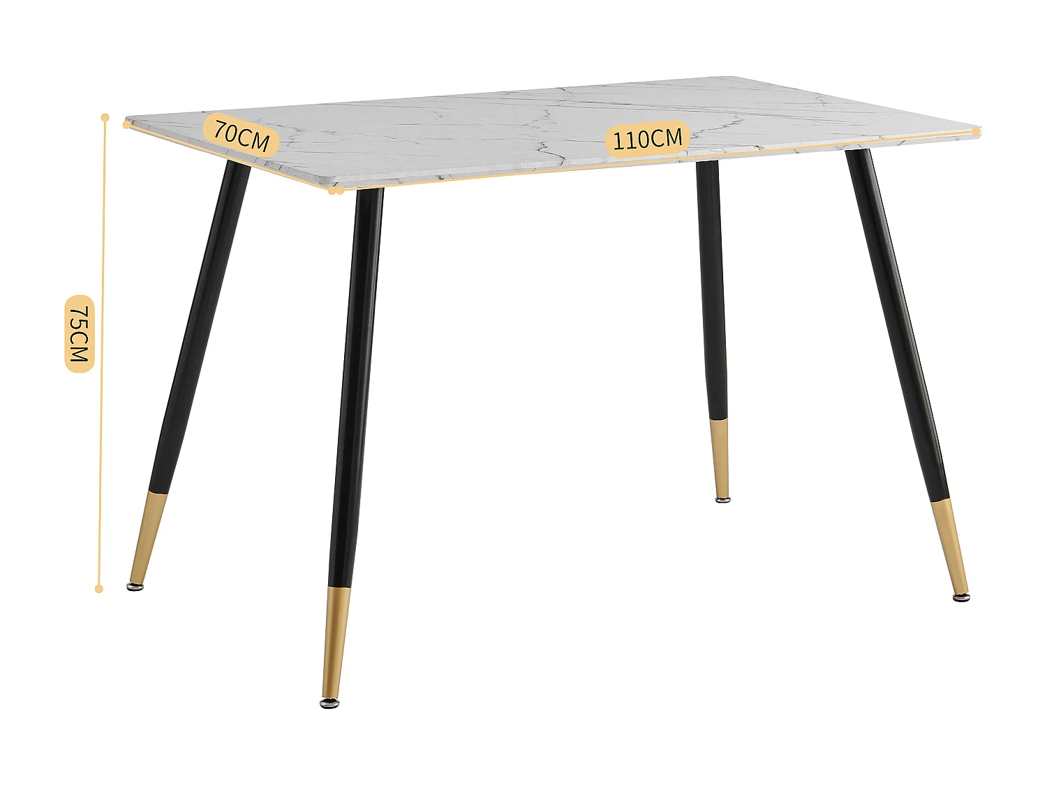 URBAN MEUBLE Ensemble table blanche effet marbre et 4 chaises scandinaves rétros