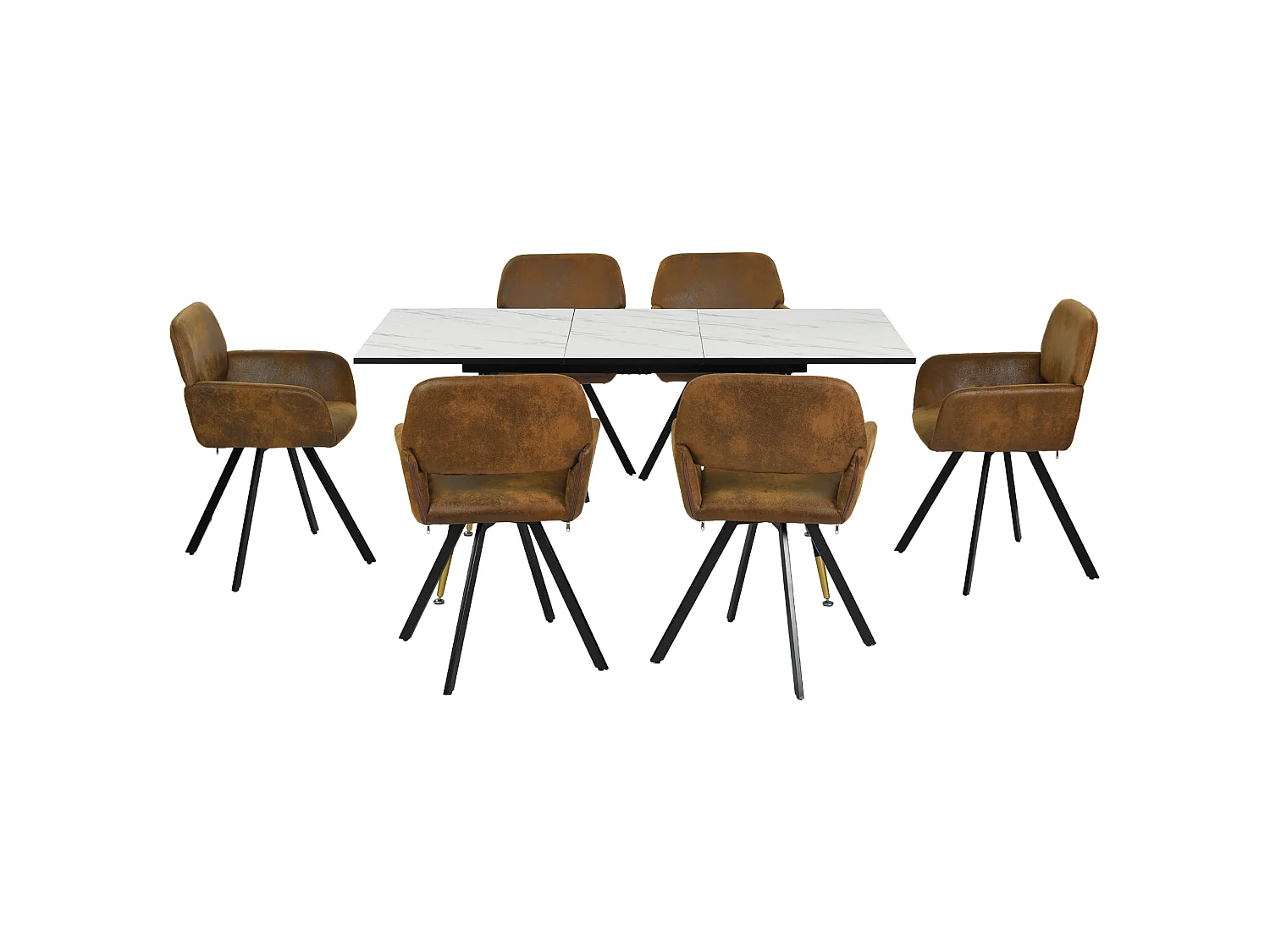 URBAN MEUBLE Ensemble table blanche effet marbre et 4 chaises scandinaves rétros