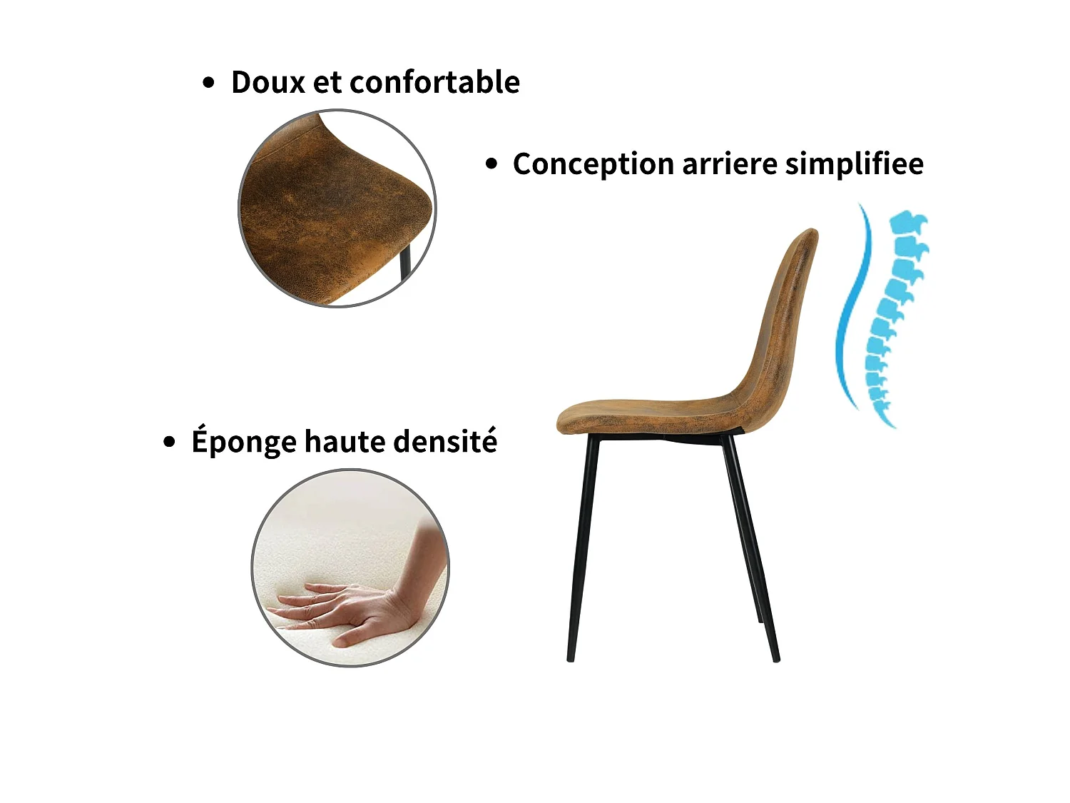 URBAN MEUBLE Ensemble table blanche effet marbre et 4 chaises scandinaves rétros