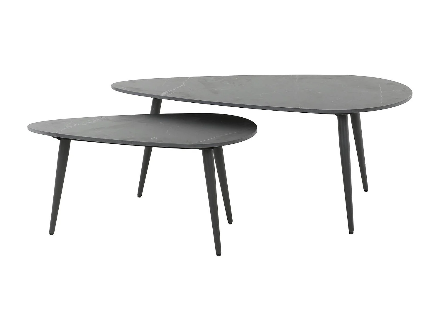 Table gigogne en céramique noire forme triangulaire (lot de 2) GALWAY
