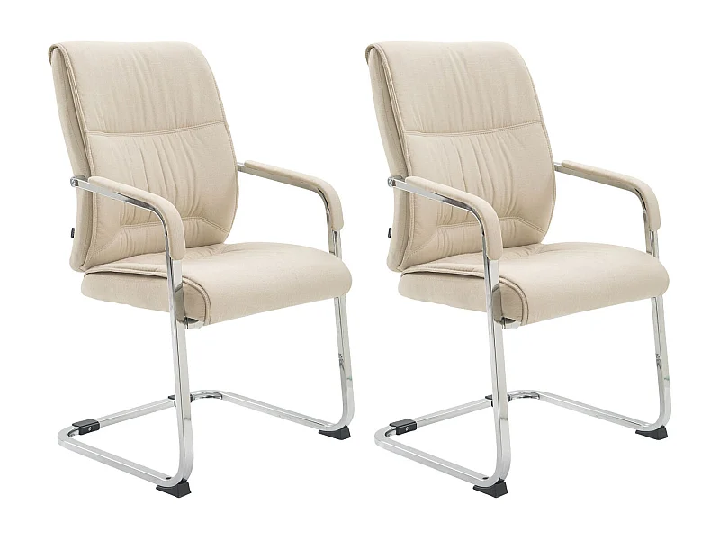 Lot de 2  chaises oscillantes - Tissu & Nature - Crème - XXL Anubis