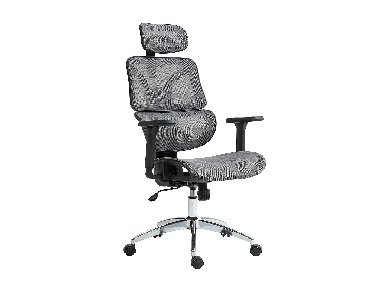 Chaise de bureau - Tissu en maille & Plastique - Gris - Deshler