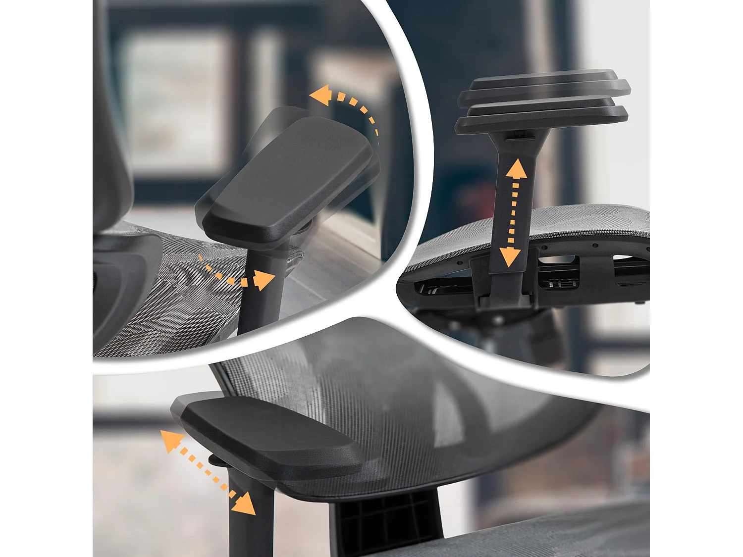 Chaise de bureau - Tissu en maille & Plastique - Gris - Deshler