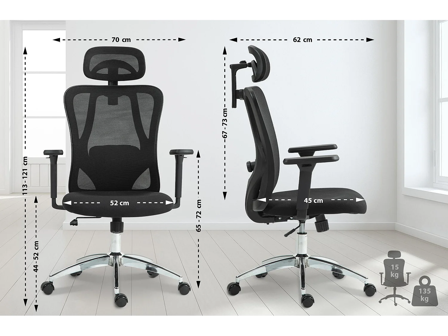 Chaise de bureau - Plastique - Noir - Bryden